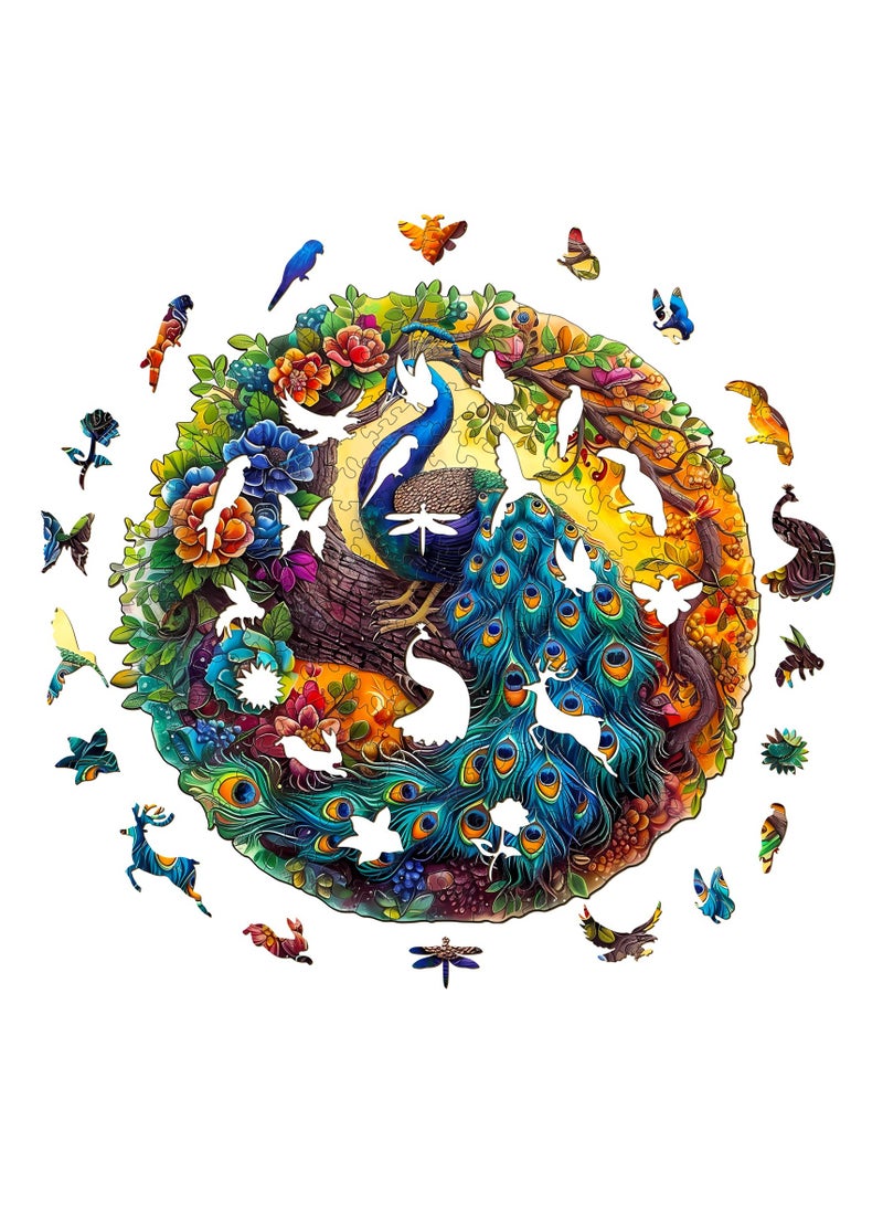 GALADUNE 200 pcs Jigsaws Puzzles for Adult & Kids Teens, Wooden Puzzles, DIY Educational Development Stress Relief Toys, Unique Ramadan Gift Souvenir, Warm Style Home Decorations, Charming Peacock Pattern - Image 5