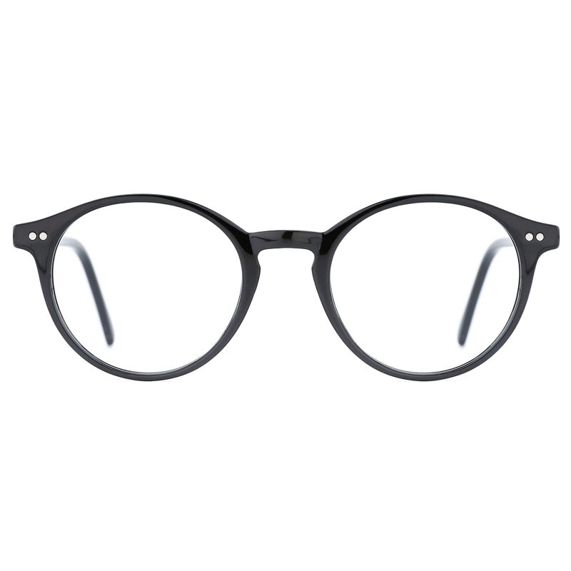 TIJN Blue Light Blocking Glasses Men Women Vintage Thick Round Rim Frame Eyeglasses (03. Black) - Image 2