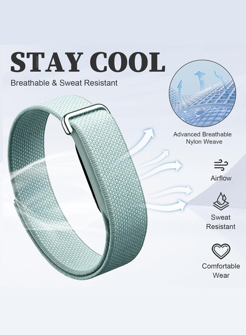 MARGOUN Woven Nylon Sport Loop Band for Fitbit Air – Breathable Elastic Replacement Strap with Secure Hook-and-Loop Fastener – Comfortable Lightweight Wristband - Fog Fog - Image 3
