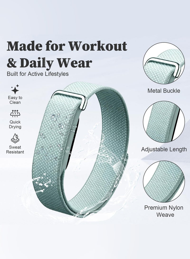 MARGOUN Woven Nylon Sport Loop Band for Fitbit Air – Breathable Elastic Replacement Strap with Secure Hook-and-Loop Fastener – Comfortable Lightweight Wristband - Fog Fog - Image 4