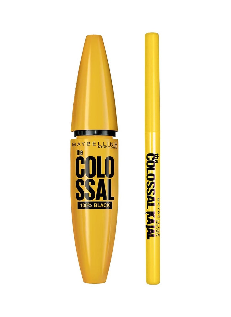 MAYBELLINE NEW YORK مجموعة مكونة من قطعتين: Colossal 100% Black + قلم تحديد عيون Colossal Kajal مجانًا  - Image 2