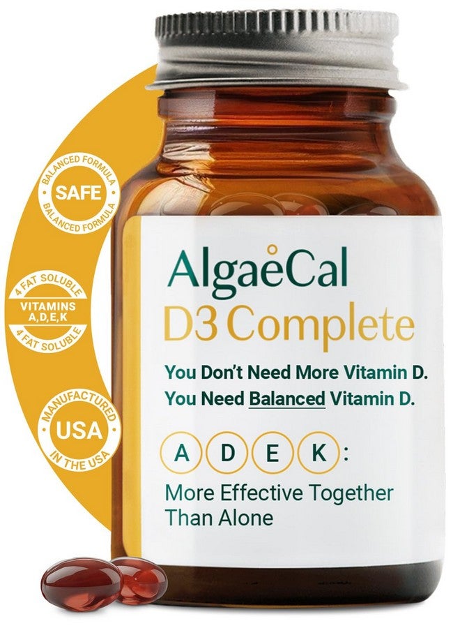 ALGAECAL 4-in-1 Vitamin D3 K2 Complete - ADK Vitamin Supplement, Enhanced Immune Support & Bone Health with D3 K2, A, & E - Whole Body Wellness & Bone Strength, 60 Easy-Swallow Softgels, Made in USA - Image 1