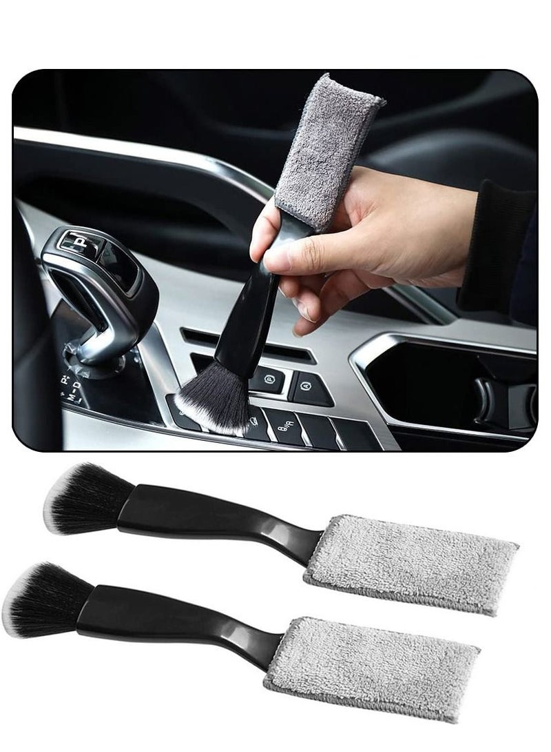 KASTWAVE Double Head Brush for Car Clean,Car Brushes for Detailing Interior,Car Detailing Brushes Exterior,Soft Car Detailing, 2PC Car Detailing Brush Brush(Double Head-Black, 2Pack) - Image 1