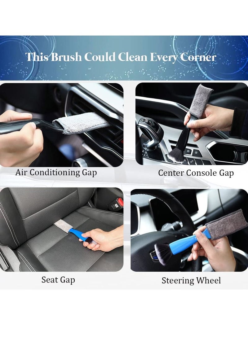 KASTWAVE Double Head Brush for Car Clean,Car Brushes for Detailing Interior,Car Detailing Brushes Exterior,Soft Car Detailing, 2PC Car Detailing Brush Brush(Double Head-Black, 2Pack) - Image 2