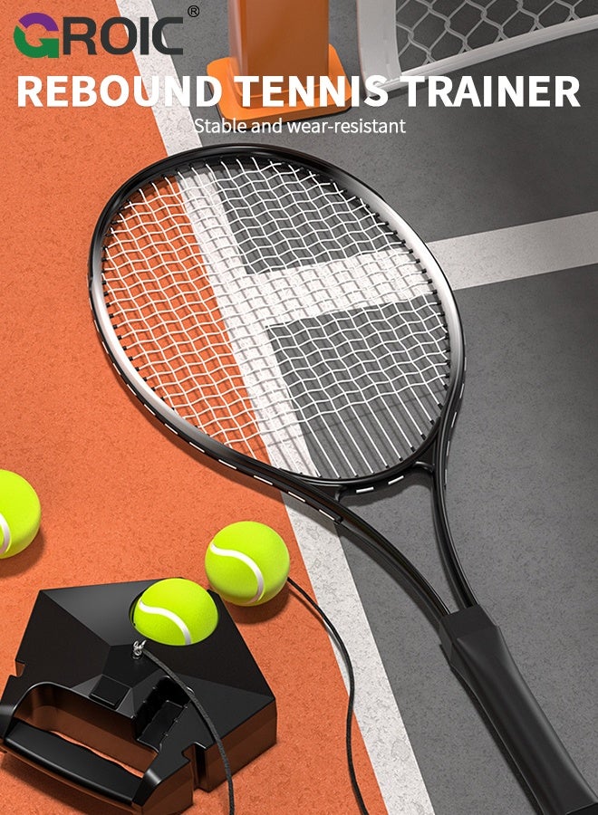 GROIC مجموعة مدرب التنس 11 قطعة، معدات تدريب التنس للأب والطفل مع قاعدة مدرب بدون حقن ماء، 2 مضرب تنس للأب والطفل، 3 كرات، 5 لفافات يد - Image 4
