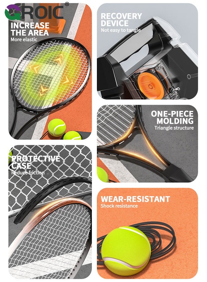 GROIC مجموعة مدرب التنس 11 قطعة، معدات تدريب التنس للأب والطفل مع قاعدة مدرب بدون حقن ماء، 2 مضرب تنس للأب والطفل، 3 كرات، 5 لفافات يد - Image 3