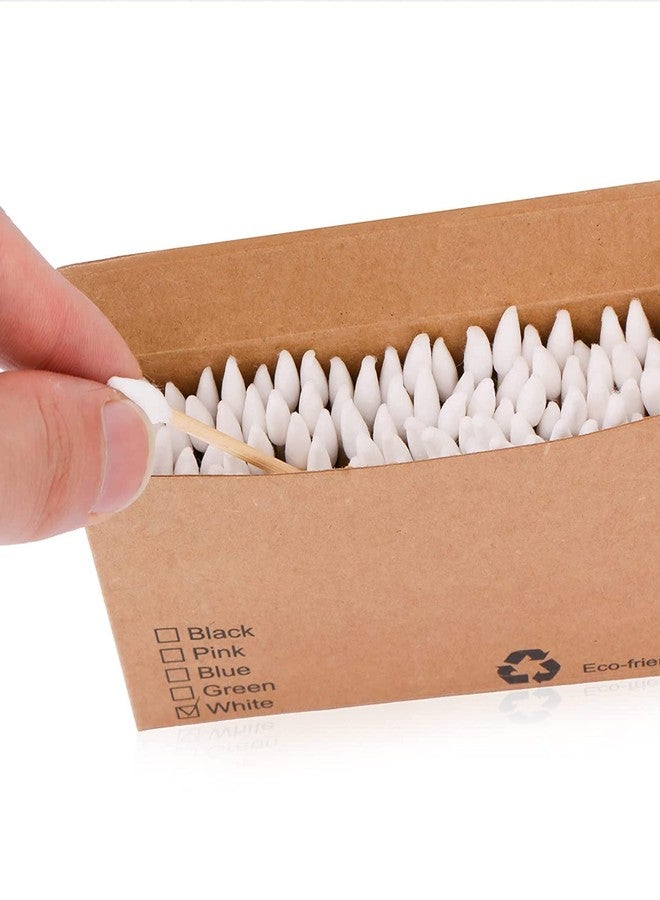 يوسينج أعواد قطنية من الخيزران الطبيعي، صديقة للبيئة وقابلة للتحلل الحيوي - مريحة وناعمة، أعواد أذن مزدوجة خالية من البلاستيك لتنظيف الأذنين والمكياج وإزالة الأوساخ والأعمال اليدوية والرسم (أبيض - 200 قطعة) - Image 5