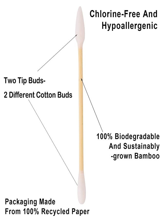 يوسينج أعواد قطنية من الخيزران الطبيعي، صديقة للبيئة وقابلة للتحلل الحيوي - مريحة وناعمة، أعواد أذن مزدوجة خالية من البلاستيك لتنظيف الأذنين والمكياج وإزالة الأوساخ والأعمال اليدوية والرسم (أبيض - 200 قطعة) - Image 3