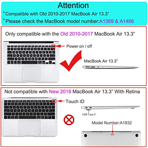 Aavjo, Case Compatible with MacBook Air 13 inch Case (Models: A1369 & A1466, Older Version 2010-2017 Release), Plastic Hard Shell & Keyboard Cover, (Wine Red) - Image 2