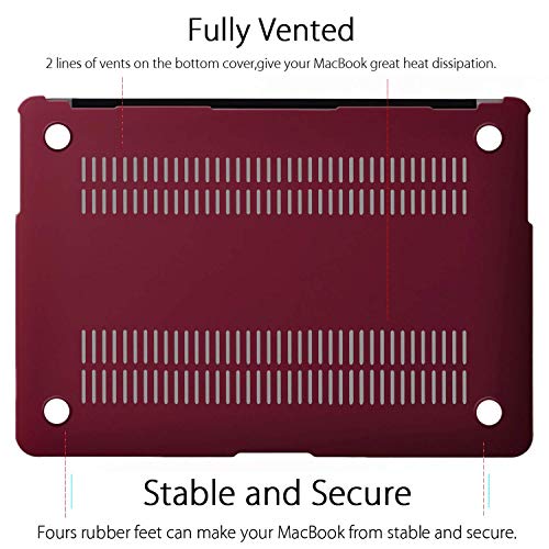 Aavjo, Case Compatible with MacBook Air 13 inch Case (Models: A1369 & A1466, Older Version 2010-2017 Release), Plastic Hard Shell & Keyboard Cover, (Wine Red) - Image 5