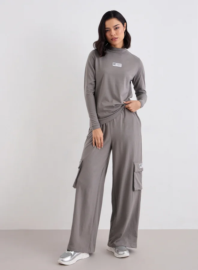 Styli Styli Women Patch Detail T-Shirt and Cargo Joggers Co-Ords