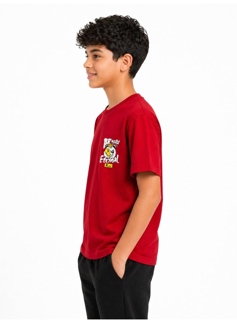 Caesar Boys' Lycra short-sleeved t-shirt with prints on the chest and back - Image 3