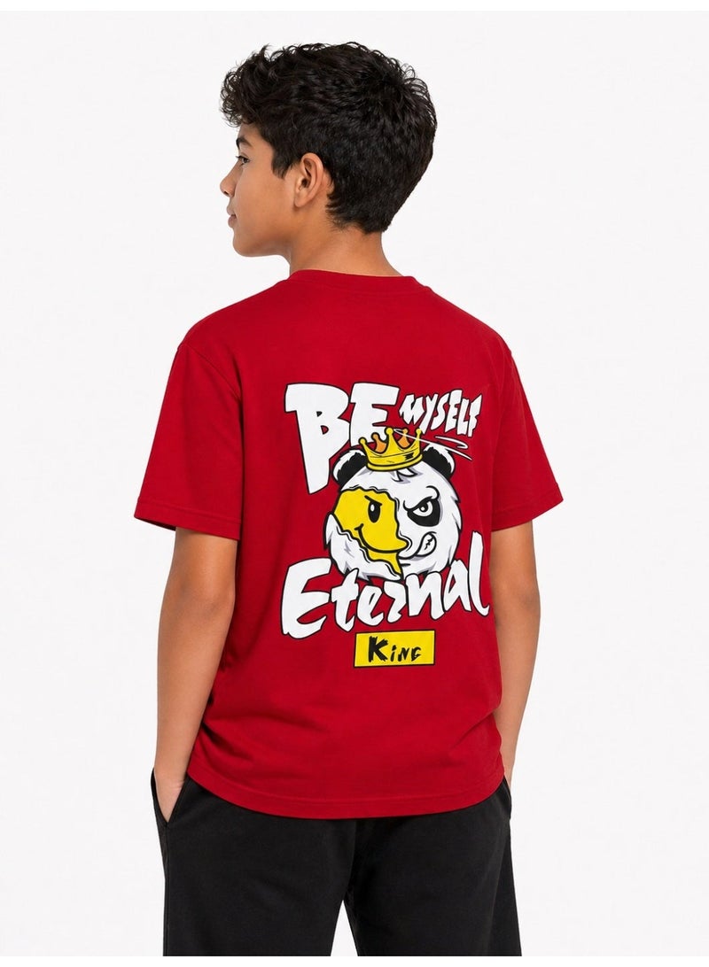 Caesar Boys' Lycra short-sleeved t-shirt with prints on the chest and back - Image 2