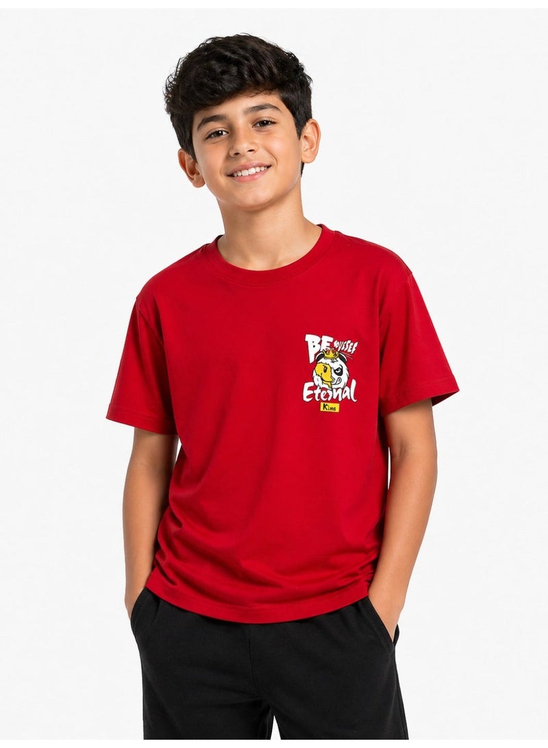 Caesar Boys' Lycra short-sleeved t-shirt with prints on the chest and back - Image 1