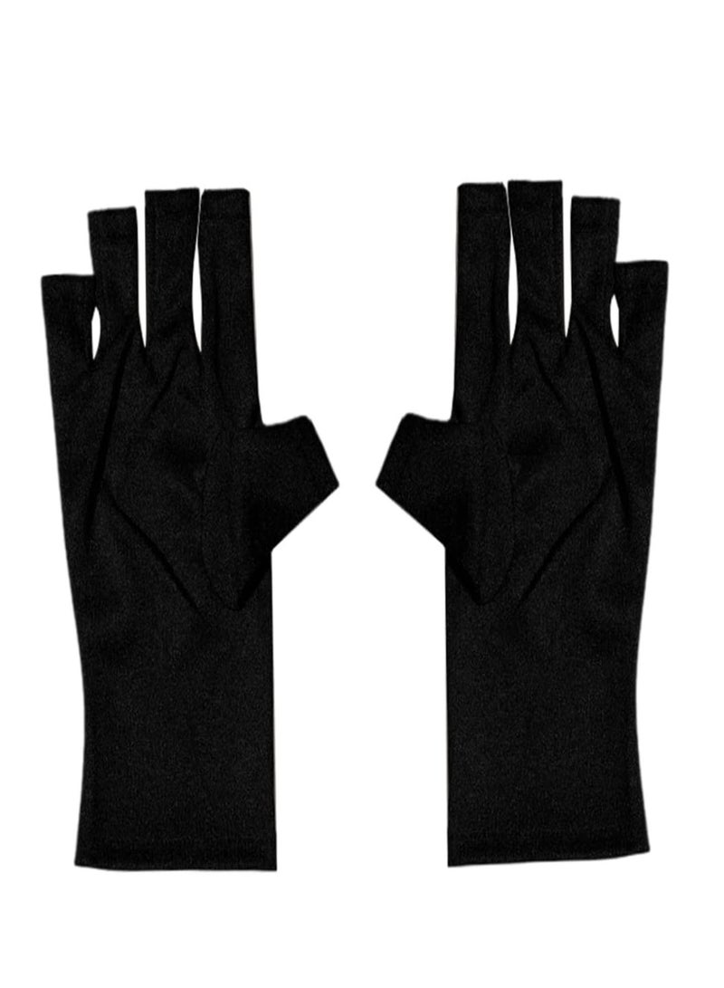 GGOOT Anti UV Gloves,Sunblock UV Shield Protection Fingerless Gloves for Gel Nail Lamp 1Pair Black - Image 1