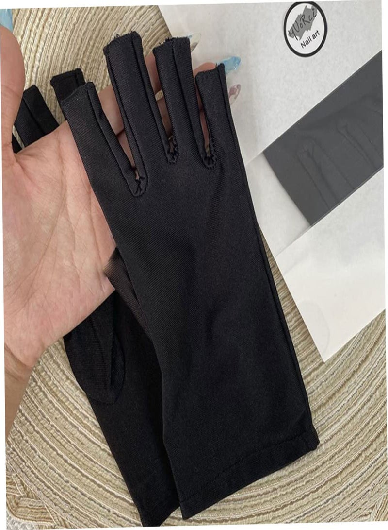 GGOOT Anti UV Gloves,Sunblock UV Shield Protection Fingerless Gloves for Gel Nail Lamp 1Pair Black - Image 3