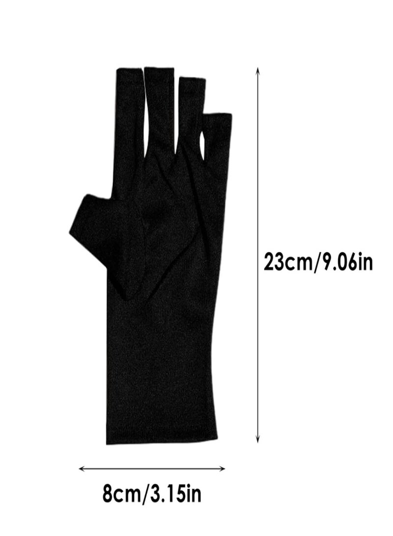 GGOOT Anti UV Gloves,Sunblock UV Shield Protection Fingerless Gloves for Gel Nail Lamp 1Pair Black - Image 5