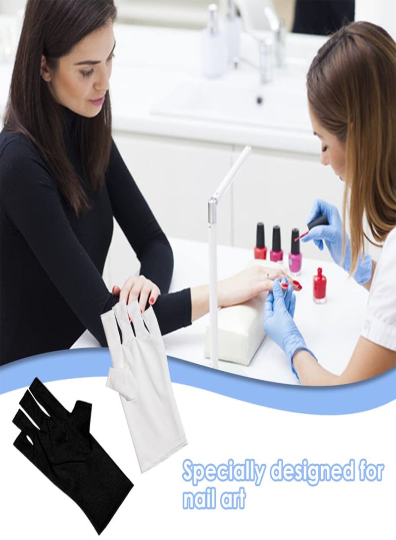 GGOOT Anti UV Gloves,Sunblock UV Shield Protection Fingerless Gloves for Gel Nail Lamp 1Pair Black - Image 4