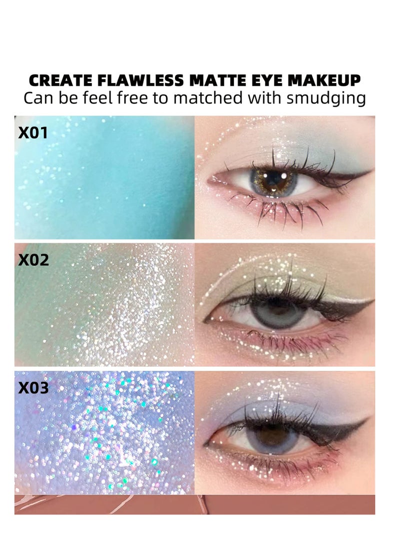 SYOSI Liquid Matte Eye Shadow 2 in 1 Long Lasting Glitter Shimmer Quick Drying Easy to Apply Makeup 3 Pcs High Pigmented Velvet Cream Eyeshadow Eyeliner Stick  - Image 2