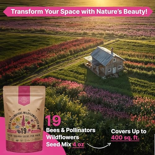 Organo Republic 19 Annual & Perennial Wildflower Seeds Mix for Indoor and Outdoors, Attract Bees & Butterflies. 100,000+ Non-GMO, Heirloom Wildflower Garden Seeds, 4oz Packet for Growing Wild Flowers - Image 4