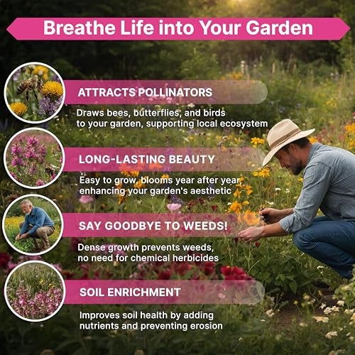 Organo Republic 19 Annual & Perennial Wildflower Seeds Mix for Indoor and Outdoors, Attract Bees & Butterflies. 100,000+ Non-GMO, Heirloom Wildflower Garden Seeds, 4oz Packet for Growing Wild Flowers - Image 5