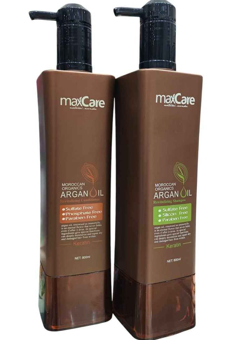 Moroccan OrganicsRevitalizing Shampoo 800 ml and Conditioner 800 ml Sulfate Free Silicon Free Paraben Free