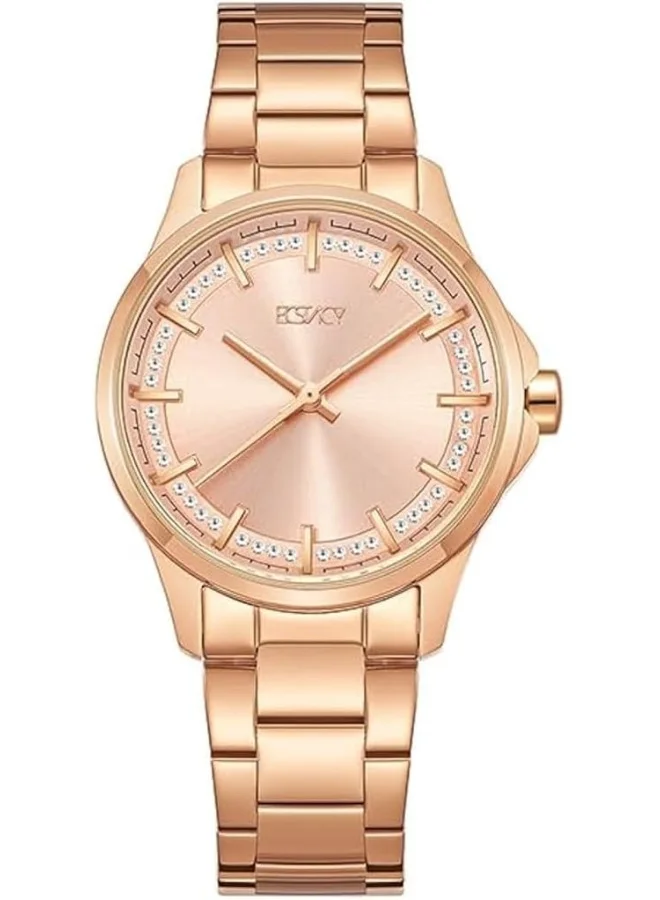 ECSTACY ECSTACY Women's 2035 Movement Watch, Analog Display and Stainless Steel Strap - E23516-RBKK, Rose Gold