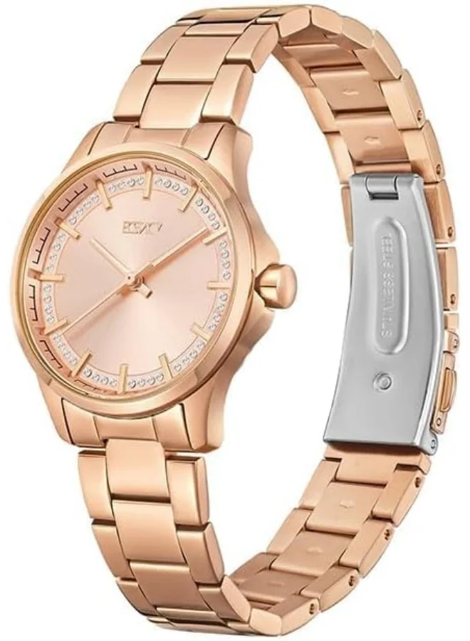ECSTACY ECSTACY Women's 2035 Movement Watch, Analog Display and Stainless Steel Strap - E23516-RBKK, Rose Gold