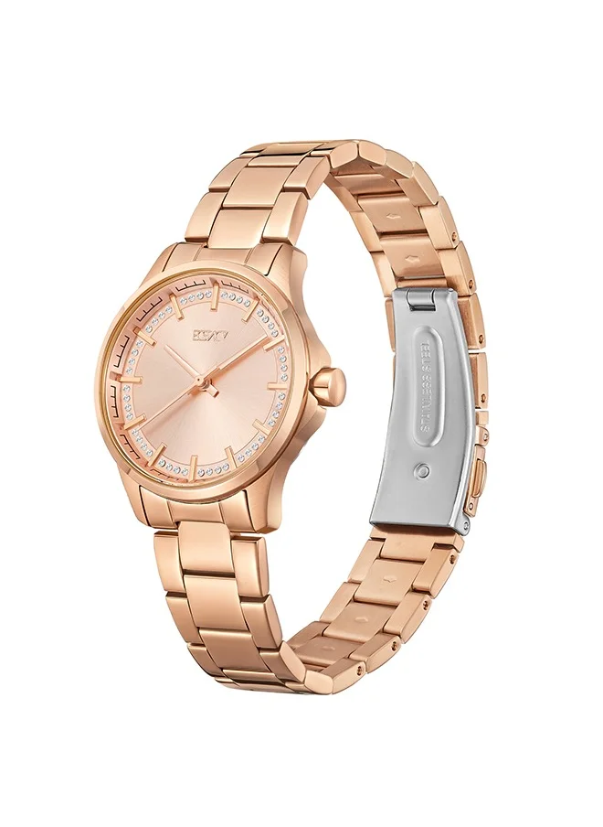 إكستاسي Ecstacy E23516-RBKK Women Analog Display Watch & Stainless Steel Strap Rose Gold