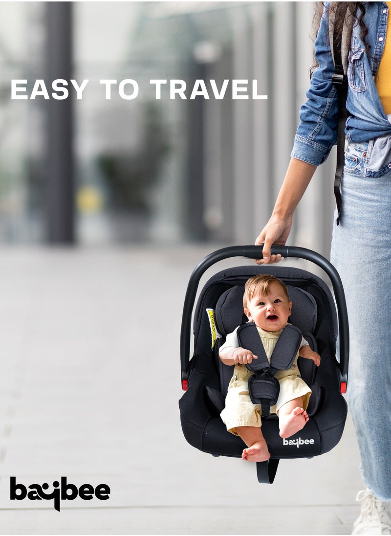 BAYBEE - 3 in 1 Multi Purpose Baby Carry Cot n Car Seat with Handle, Canopy, Adjustable Handle, 3 Point Safety Belt Rocker for Infant Baby Carry Cot for New Born Baby 0 to 15 Months Black - Image 1