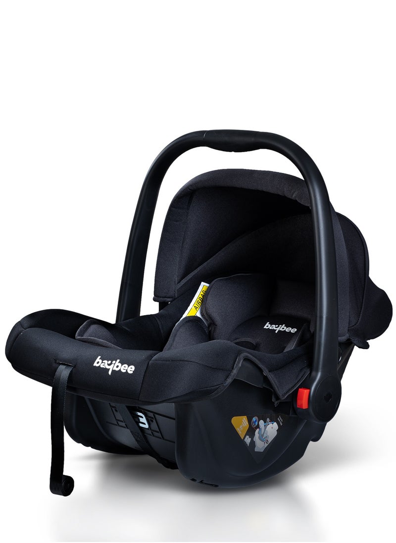 BAYBEE - 3 in 1 Multi Purpose Baby Carry Cot n Car Seat with Handle, Canopy, Adjustable Handle, 3 Point Safety Belt Rocker for Infant Baby Carry Cot for New Born Baby 0 to 15 Months Black - Image 1