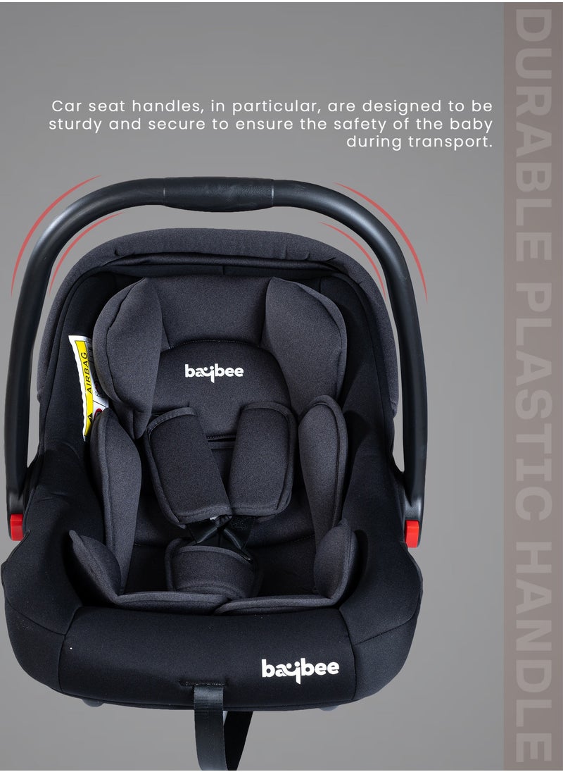 BAYBEE - 3 in 1 Multi Purpose Baby Carry Cot n Car Seat with Handle, Canopy, Adjustable Handle, 3 Point Safety Belt Rocker for Infant Baby Carry Cot for New Born Baby 0 to 15 Months Black - Image 1