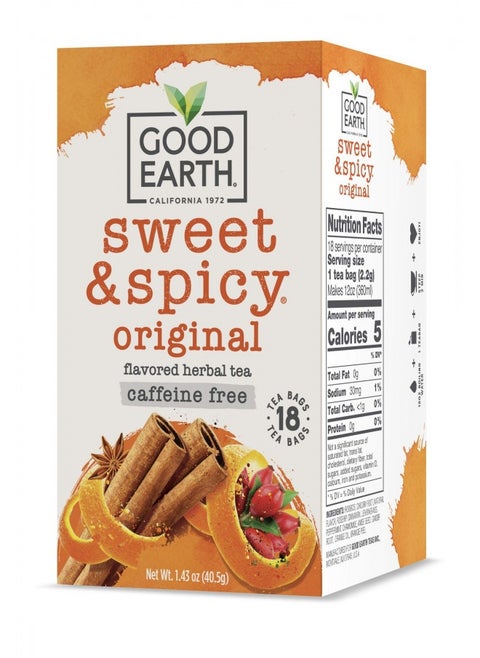 Good Earth Herbal Tea, Sweet And Spicy Caffeine Free, 18 Count Tea Bags