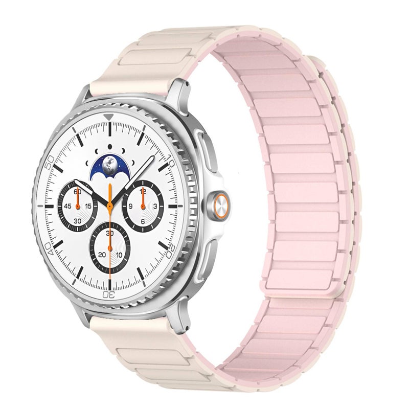 QX سوار ساعة ذكية رياضي من السيليكون متوافق مع Samsung Galaxy Watch 8 Classic بملاءمة قابلة للتعديل وحزام ناعم للاستبدال اليومي باللون وردي قابل للتعديل باللون الوردي - Image 1
