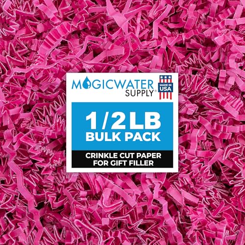 MagicWater Supply MagicWater Crinkle Cut Paper for Gift Baskets - 1/2 LB - Pink - Perfect for Shredded Paper Filler, Basket Filler, Gift Boxes, Bridesmaid Gifts, Christmas Stuffers & More – Ideal for 