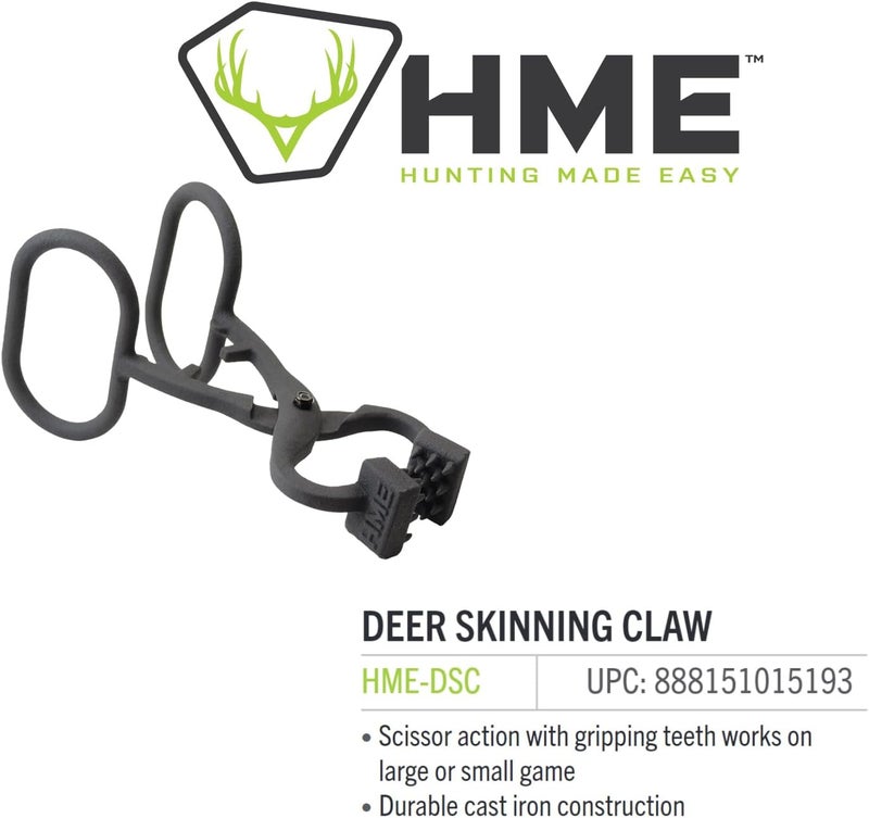 HME Durable All-Metal Efficient Versatile 10" Length Hunting Deer Skinning Claw w/Large Gripping Teeth & Scissor-Like Action - Image 4
