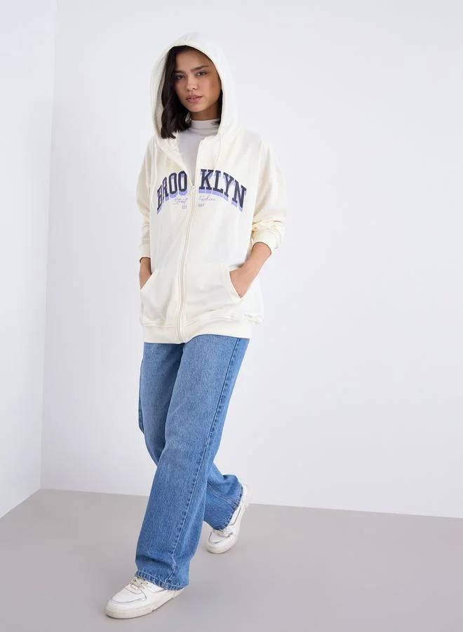 Styli Styli Oversized Longline Zip Through Hoodie