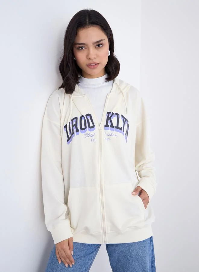 Styli Styli Oversized Longline Zip Through Hoodie