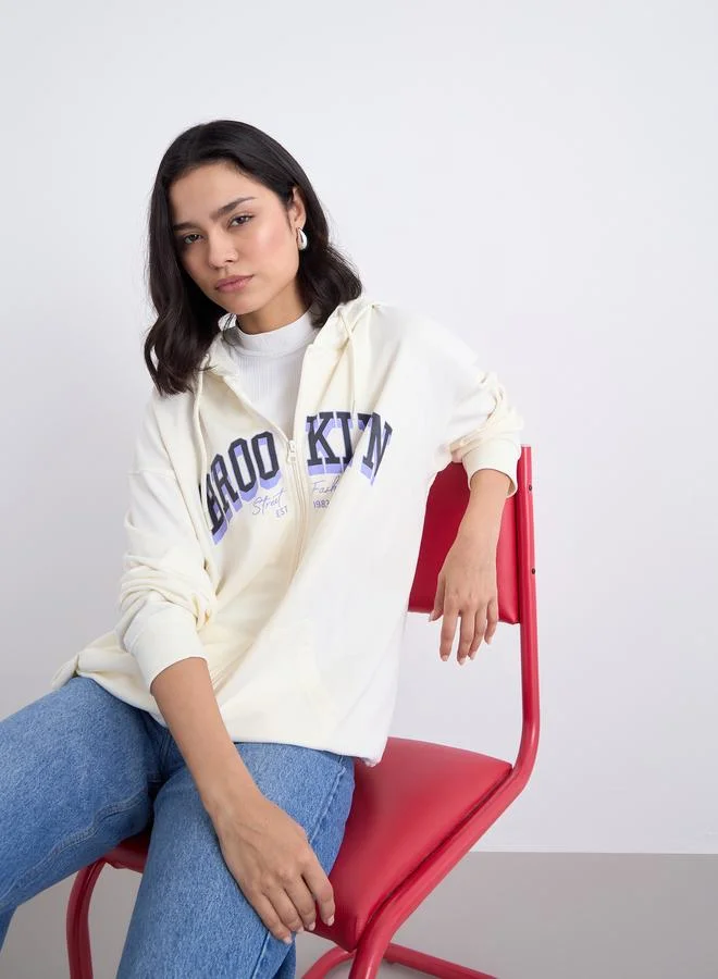 Styli Styli Oversized Longline Zip Through Hoodie