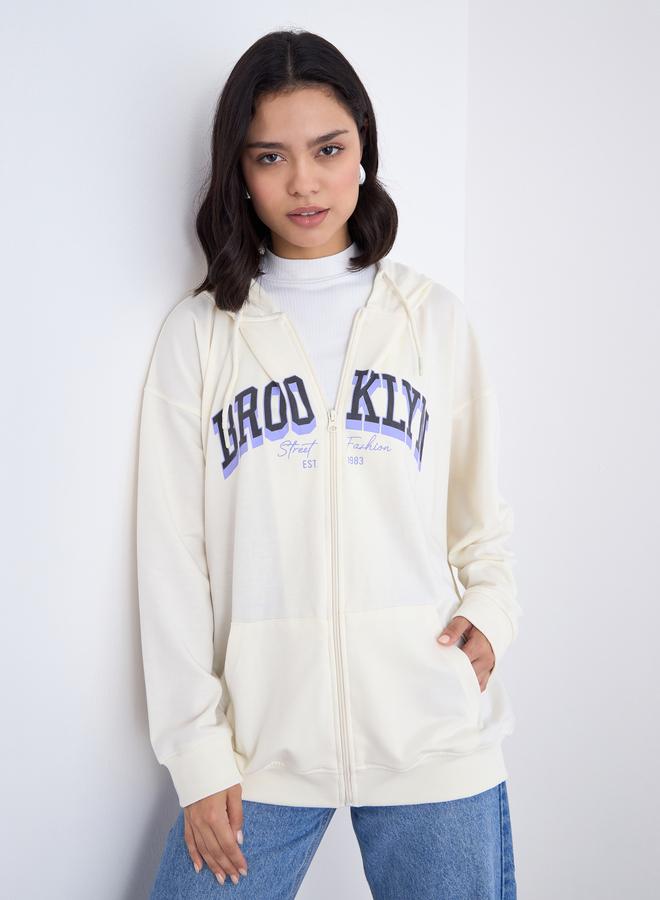 Styli Oversized Longline Zip Through Hoodie - Image 1