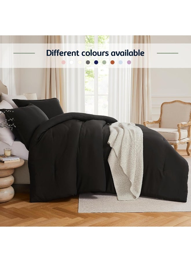 Generic Quataly Black Queen Comforter Set - Boho 3 Pieces Lightweight Bedding Set - Washed Microfiber Comforter for Queen Size Bed - Cozy Bed Set Quilt for All Season  - Image 3