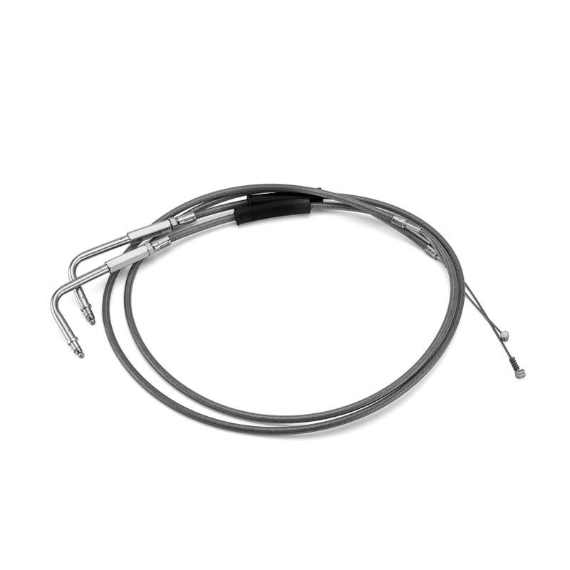 Mofun Extended Length 42 Throttle Cable and Idle Cable Kit Stainless Steel Compatible with Harley Sportster XL 883 1200 Dyna Softail Black - Image 2