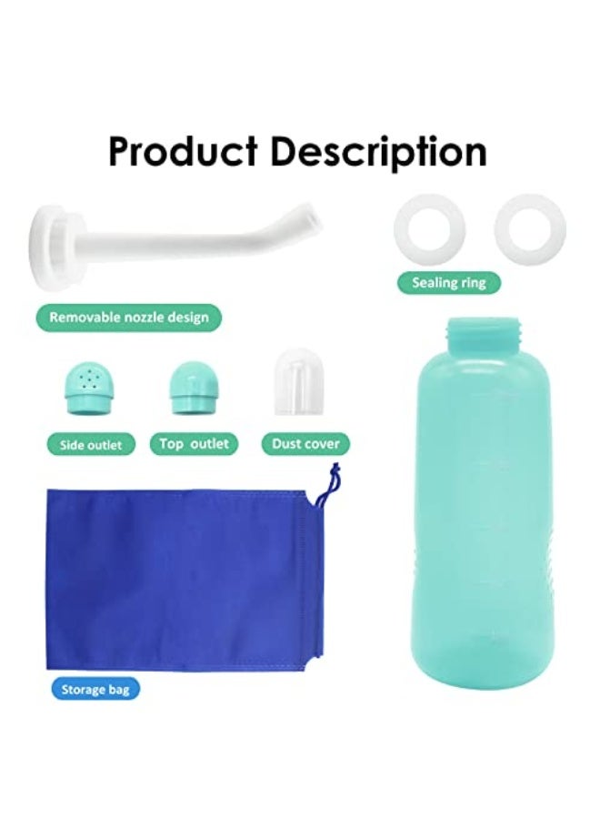 Peri Bottle, Portable Travel Bidet with Bag, TPE Material Can Be Boiled, 17oz/500ml with 2 Sealing Rings,Essentials for Postpartum Perineal Care,Hemorrhoid Treatment,and Baby(Green) - Image 3