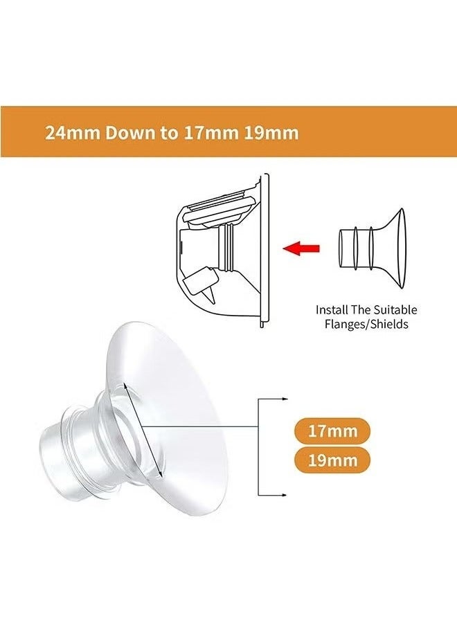 Reobrix 4 Pack 17mm 19mm Breast Milk Pump Inserts for momcozy S9/S12/S9pro/S12pro/Lansinoh/Bellababy Pump Parts Replace, Reduce 24mm Down to 17mm/19mm - Image 2