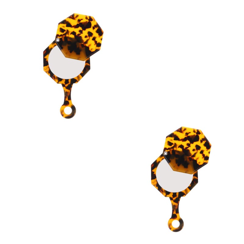 2pcs Acetate Vintage Handheld Mirror Female Travel Design Makeup Mirror Portable Mirror - Image 3