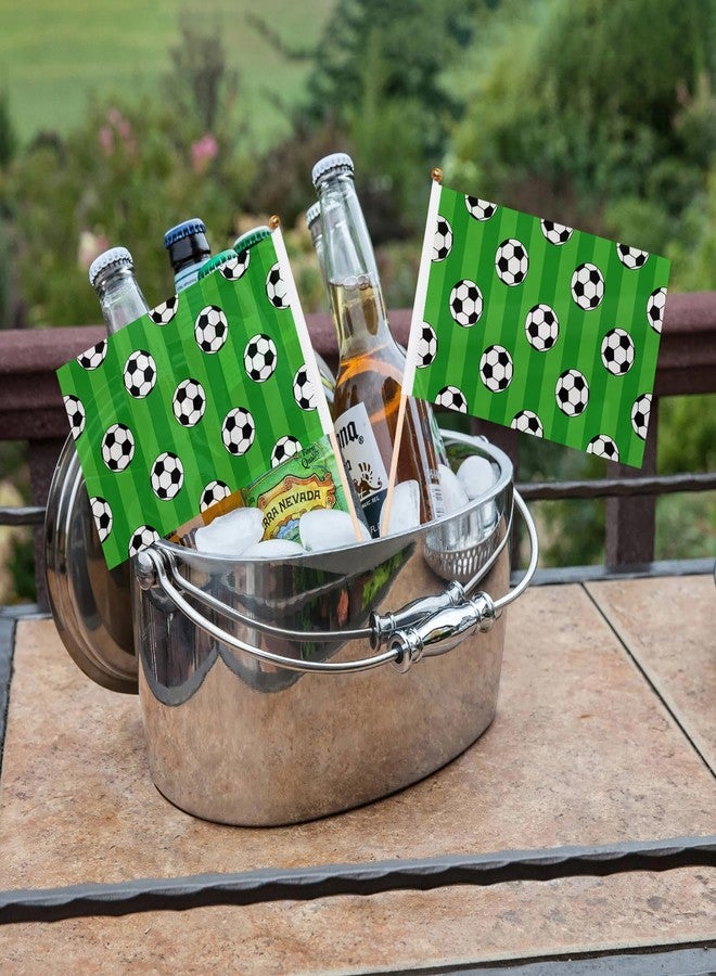 12 Pack Soccer Ball On Green Stripes Mini Flags Inserted on Stick Small Mini Handheld Flag 5 x 8 Inch for Club Sports Celebration Parades Decor with Safety Spear Top - Image 4