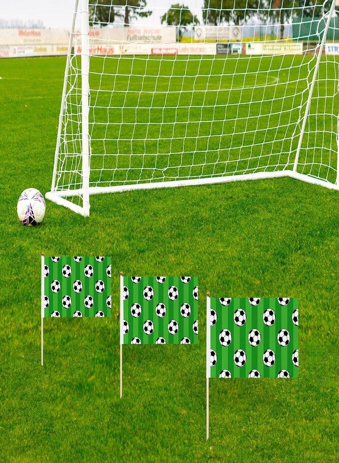 12 Pack Soccer Ball On Green Stripes Mini Flags Inserted on Stick Small Mini Handheld Flag 5 x 8 Inch for Club Sports Celebration Parades Decor with Safety Spear Top - Image 3