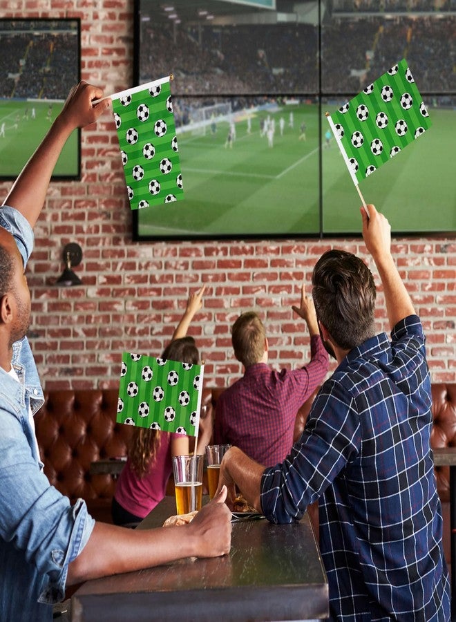 12 Pack Soccer Ball On Green Stripes Mini Flags Inserted on Stick Small Mini Handheld Flag 5 x 8 Inch for Club Sports Celebration Parades Decor with Safety Spear Top - Image 5