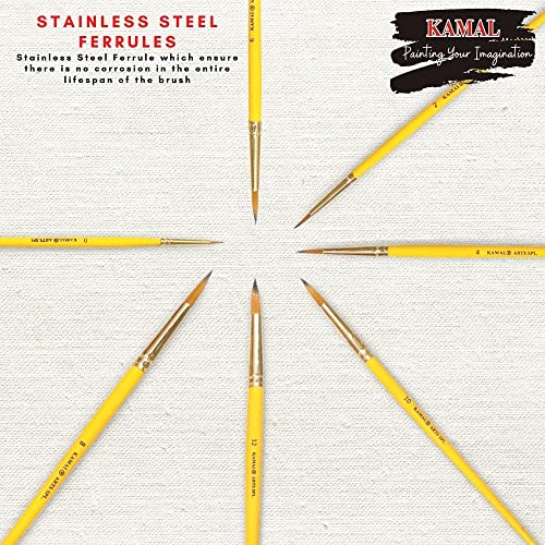 KAMAL® ARTIST QUALITY PROFESSIONAL SHORT LENGTH HAIR ROUND PAINT BRUSH IN TAKLON FOR OIL, WATER, ACRYLIC PAINTING. MODERN ART, NAIL ART ETC. - Image 3