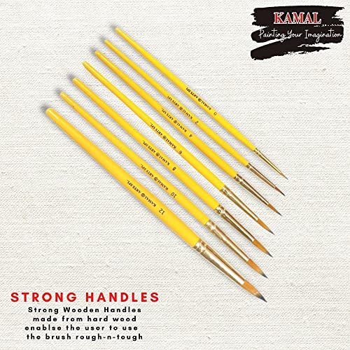 KAMAL® ARTIST QUALITY PROFESSIONAL SHORT LENGTH HAIR ROUND PAINT BRUSH IN TAKLON FOR OIL, WATER, ACRYLIC PAINTING. MODERN ART, NAIL ART ETC. - Image 2